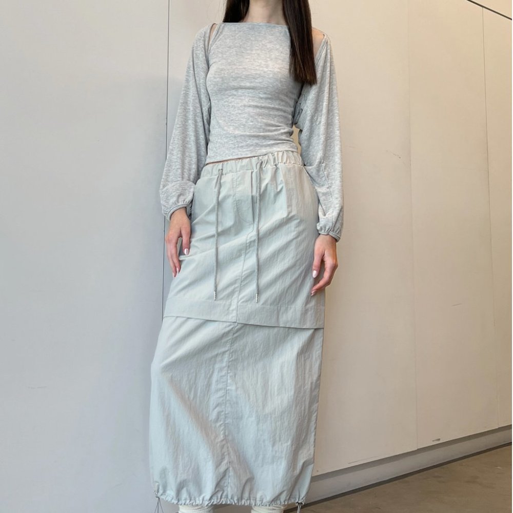 NWT BLACK NYLON CARGO MIDI SKIRT XS (Sold Out)